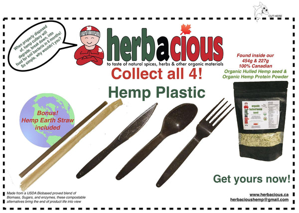 Hemp Plastic Cutlery Hulled Hemp Seed Collection Pack